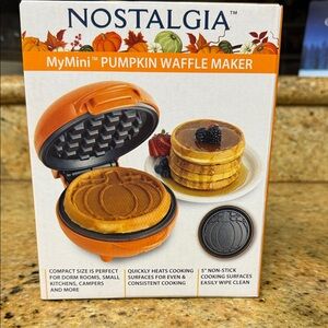 Nostalgia MyMini Pumpkin Waffle Maker - Vibrant Orange